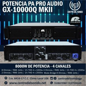 potencia gx 10000q mkii pa pro audio de 4 canales de 10000watt