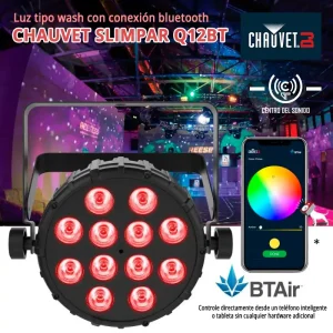 luz tipo wash con conexión bluetooth chauvet slimpar q12bt