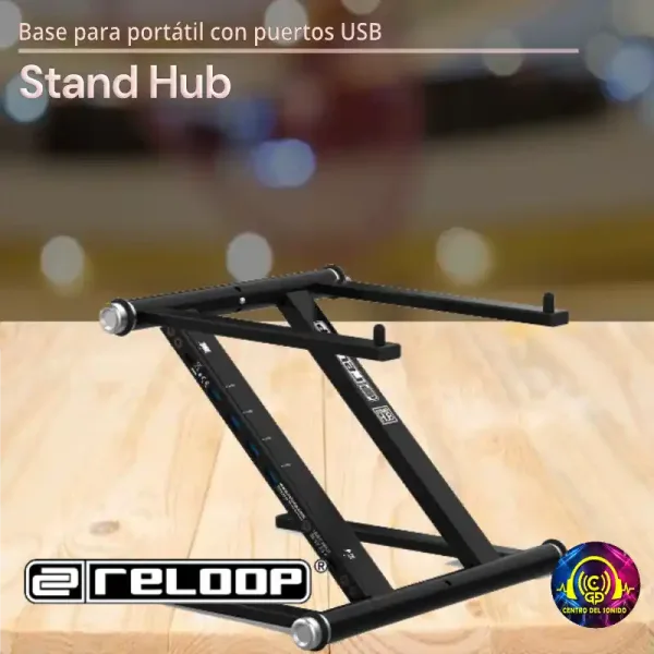 reloop stand hub base para portátil con puertos usb