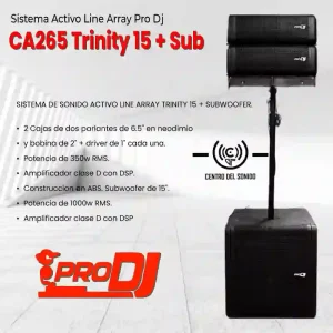 sistema activo line array pro dj ca265 trinity 15 + sub