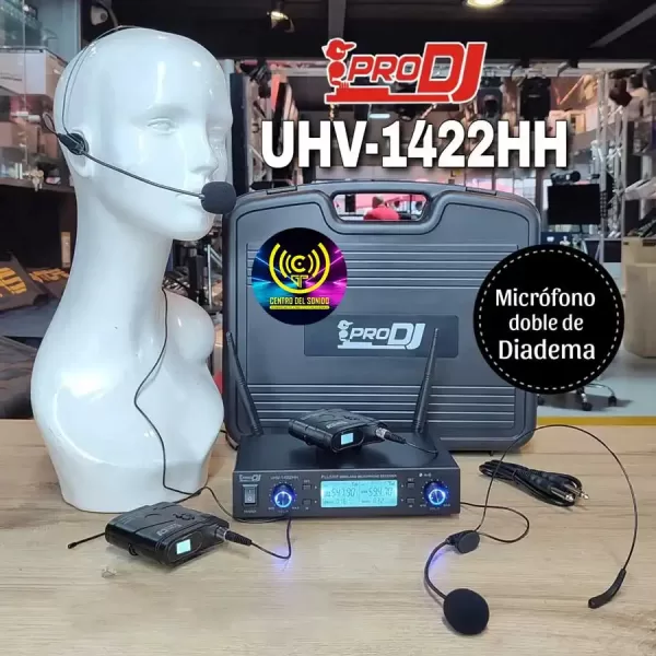 micrófono inalámbrico de diadema doble uhv1422hh