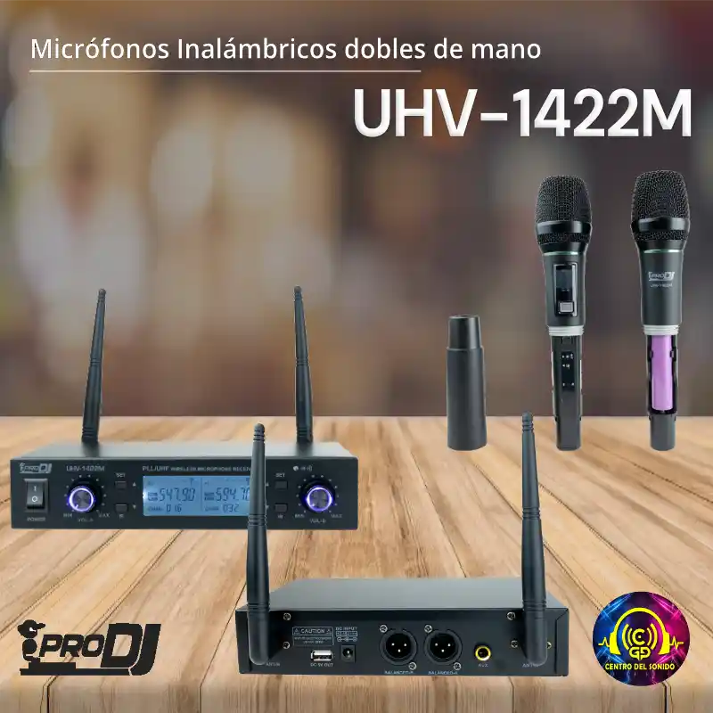 micrófonos inalámbricos dobles de mano uhv 1422m