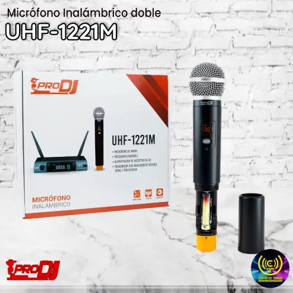 micrófono inalámbrico doble uhf 1221m de pro dj