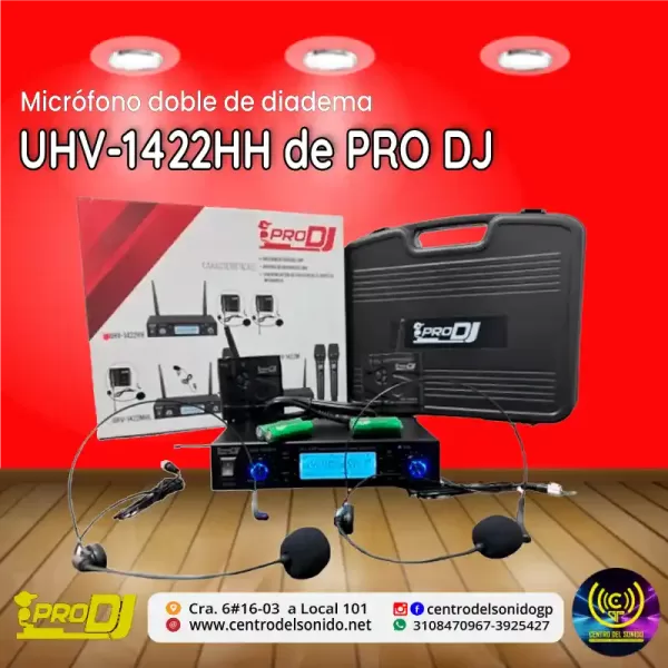 micrófono doble de diadema uhv 1422hh de pro dj