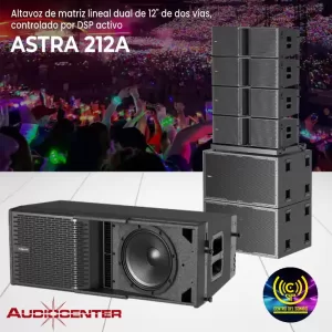 altavoz de matriz lineal dual de 12" de dos vías, controlado por dsp activo astra 212a