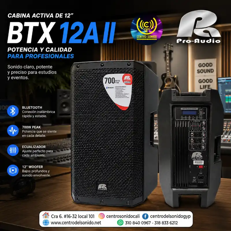 cabina activa de 12″ pro audio btx12a ii 500w