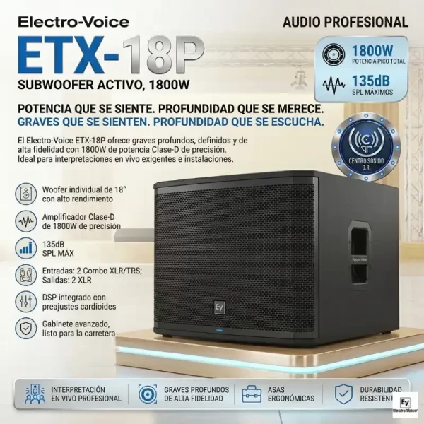 bajo activo etx18p electrovoice 1800watt