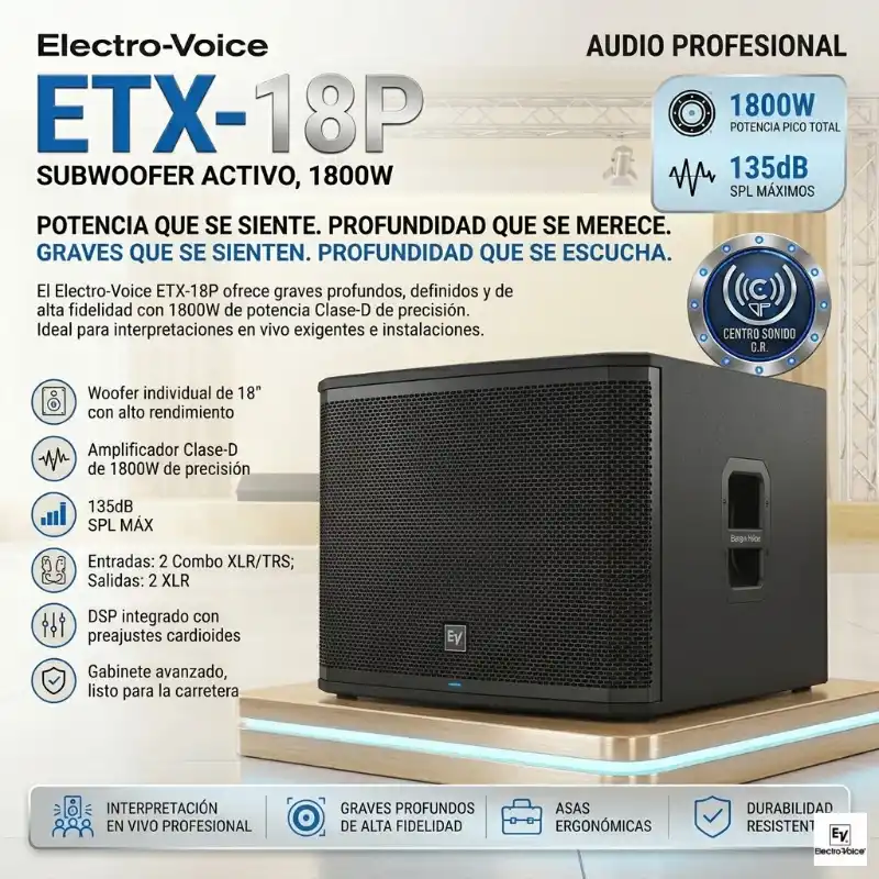bajo activo etx18p electrovoice 1800watt