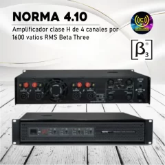 amplificador clase h de 4 canales por 1600 vatios rms. potencia norma 4.10 beta 3
