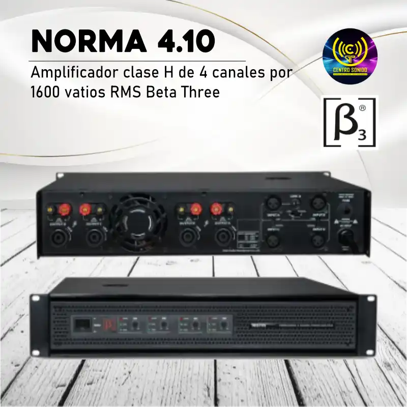 amplificador clase h de 4 canales por 1600 vatios rms. potencia norma 4.10 beta 3