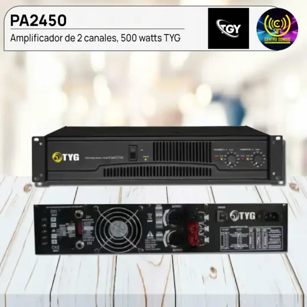 amplificador de 2 canales, 500 watts tyg pa2450