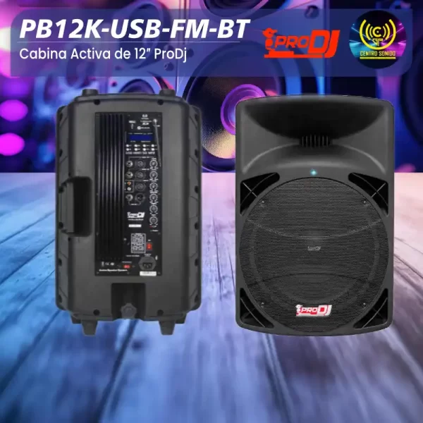 cabina activa de 12″ prodj pb12k usb fm bt