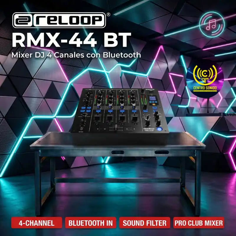 rmx 44 bt mixer reloop 4 canales con bluetooth