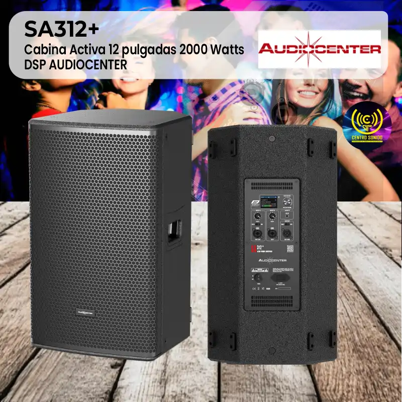 cabina activa 12 pulgadas 2000 watts sa312+ dsp audiocenter