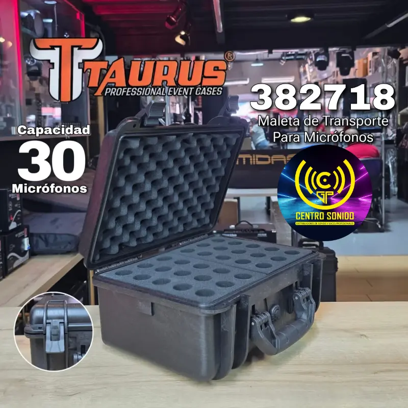maleta de transporte taurus 382718 para 30 microfonos