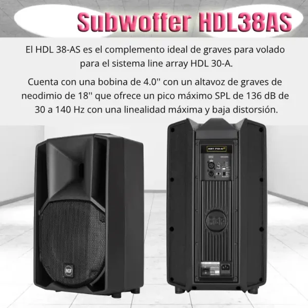 subwoffer activo para volado hdl38as