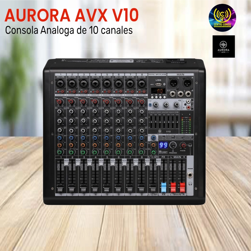 consola analoga de 10 canales aurora avx v10