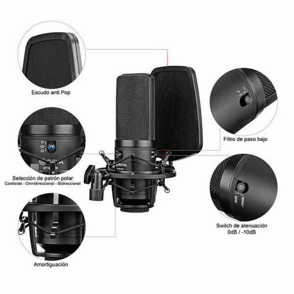 micrófono condensador de gran diafragma boya by m1000