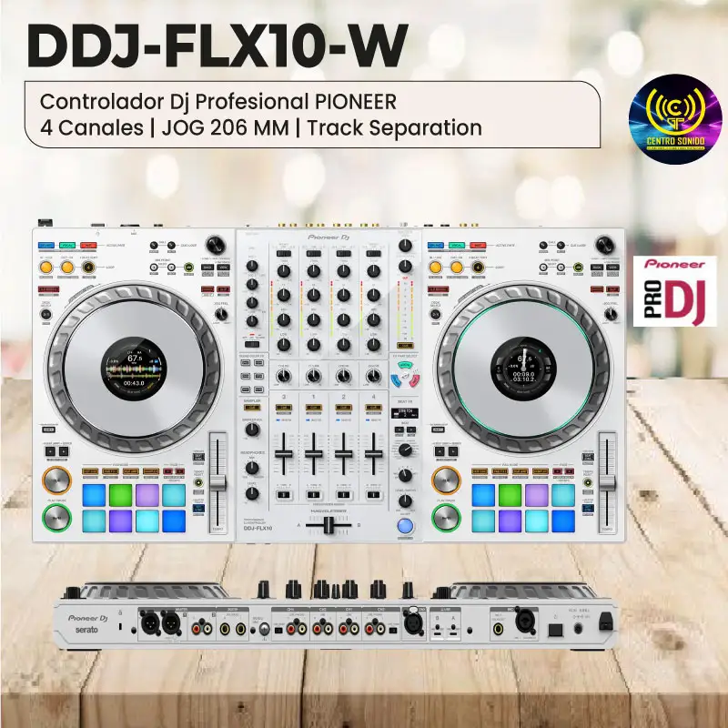 controlador dj profesional ddj‑flx10‑w pioneer 4 canales