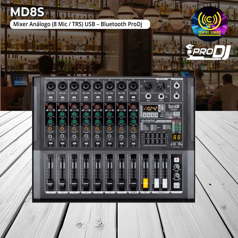 md8s mixer análogo (8 mic / trs) usb – bluetooth prodj