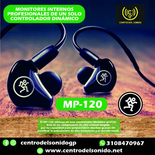 audífonos mackie mp 120 in ear driver dinamico
