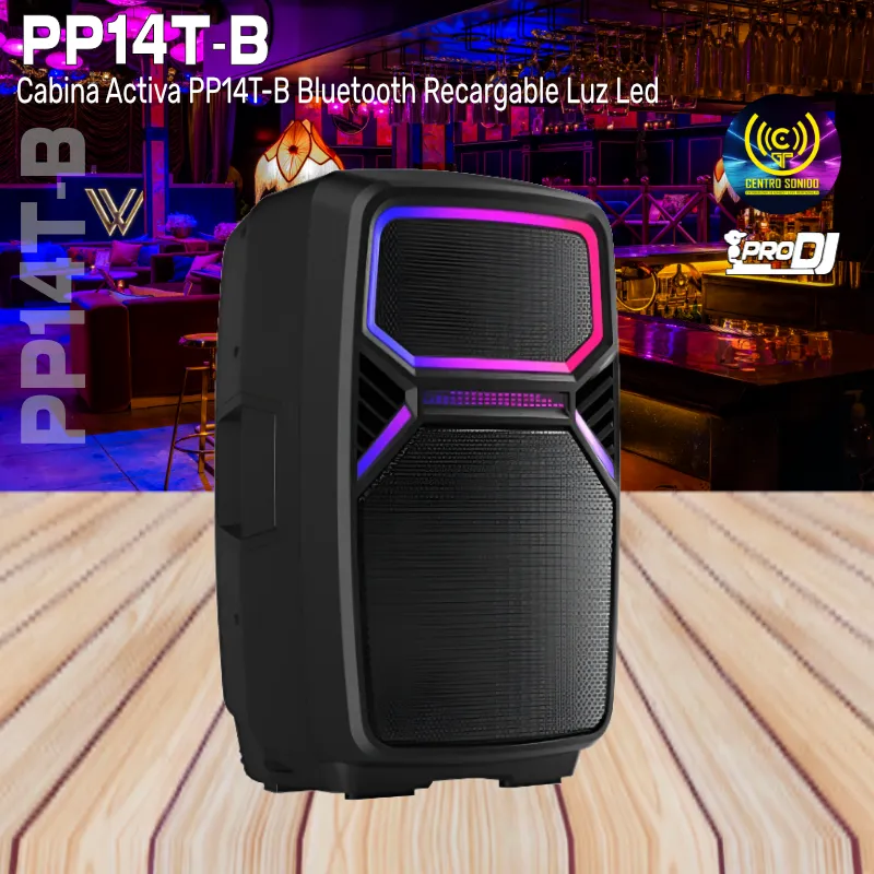 cabina activa pro dj pp14t b bluetooth recargable luz led
