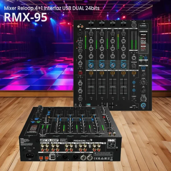 mixer rmx 95 reloop 4+1 interfaz usb dual 24bits