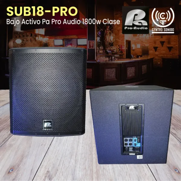 bajo activo sub18 pro pa pro audio 1800w clase d