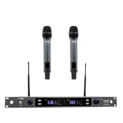 micrófonos uhf inalambricos doble mano para rack uhv 1622m pro dj