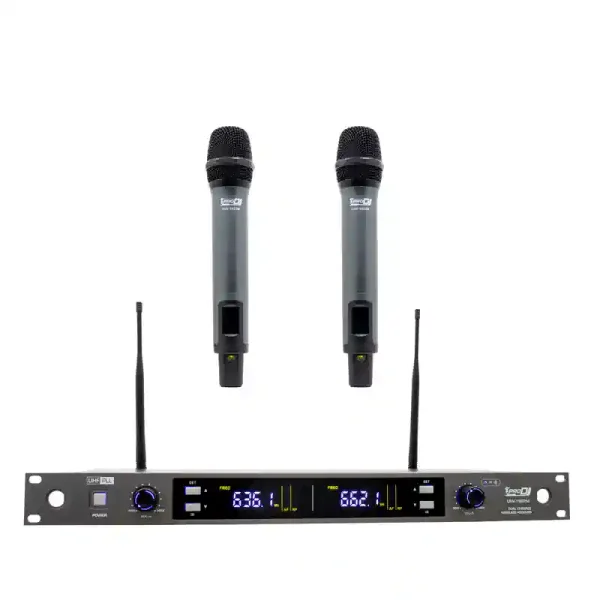micrófonos uhf inalambricos doble mano para rack uhv 1622m pro dj
