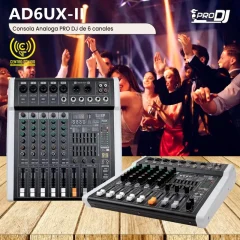 consola analoga pro dj ad6ux ii de 6 canales