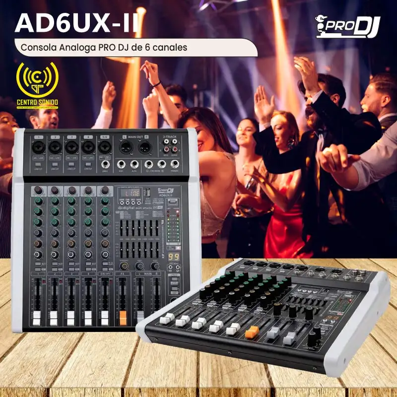 consola analoga pro dj ad6ux ii de 6 canales