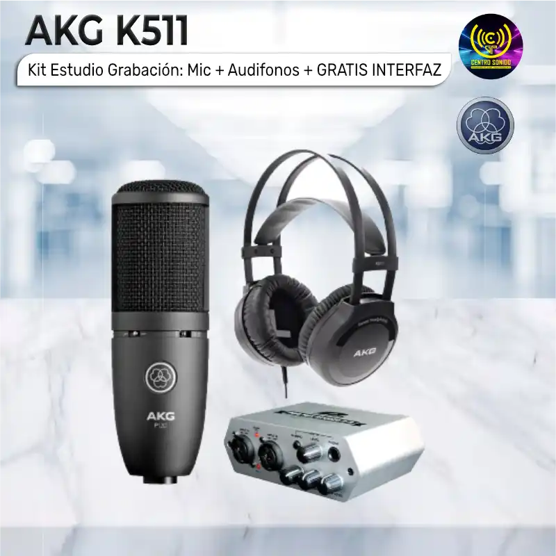 kit estudio grabación: mic + audifonos + gratis interfaz