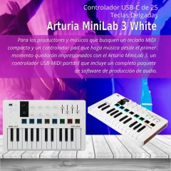 arturia minilab 3 mini controlador usb c de 25 teclas delgadas