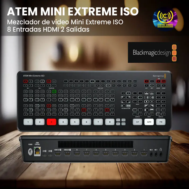 mezclador de video blackmagic atem mini extreme iso 8 entradas hdmi 2 salidas