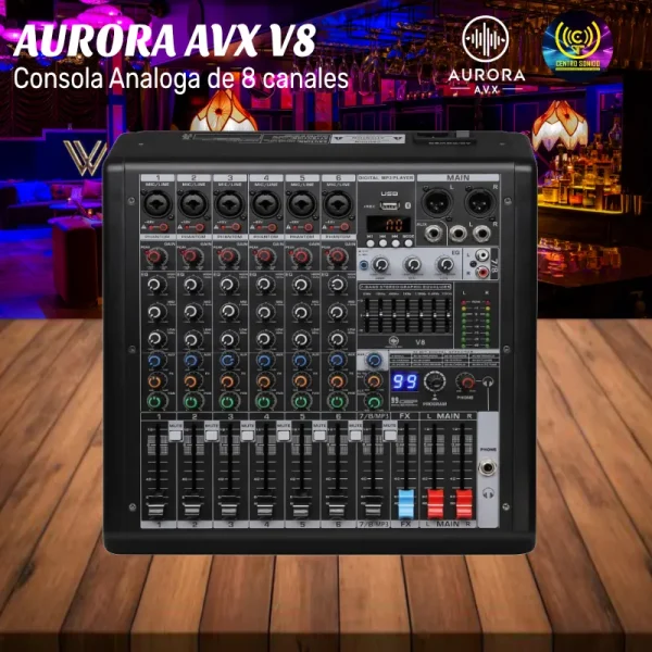 consola analoga de 8 canales avx v8