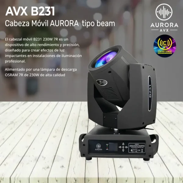 cabeza móvil aurora avx b231 tipo beam