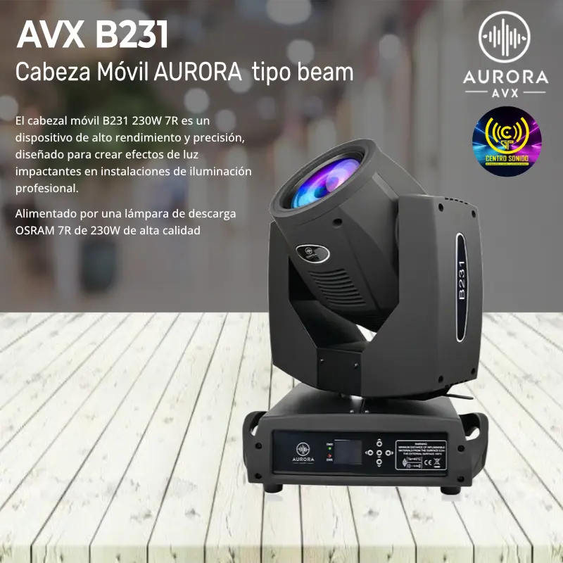 cabeza móvil aurora avx b231 tipo beam