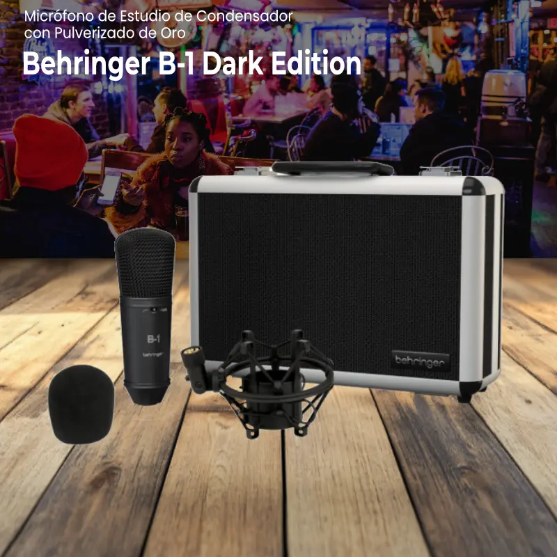 behringer b 1 dark edition micrófono de estudio de condensador con pulverizado de oro