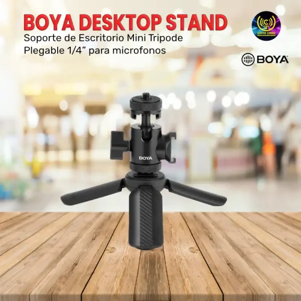 soporte de escritorio boya desktop stand mini tripode plegable 1/4” para microfonos