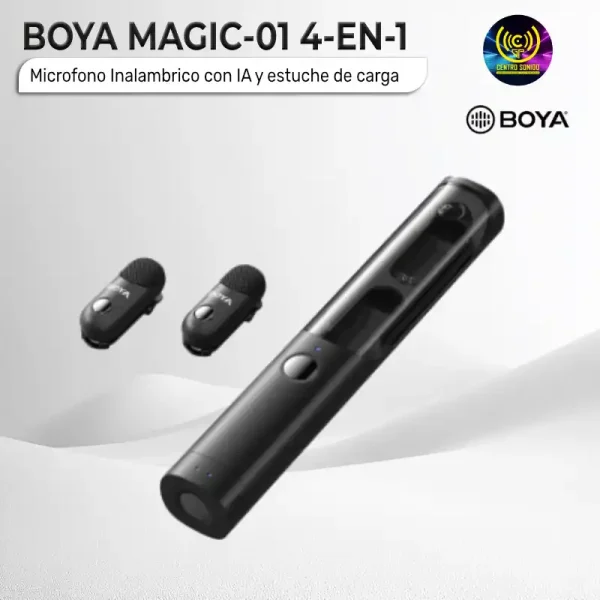 microfono inalambrico boya magic 01 4 en 1 con ia y estuche de carga