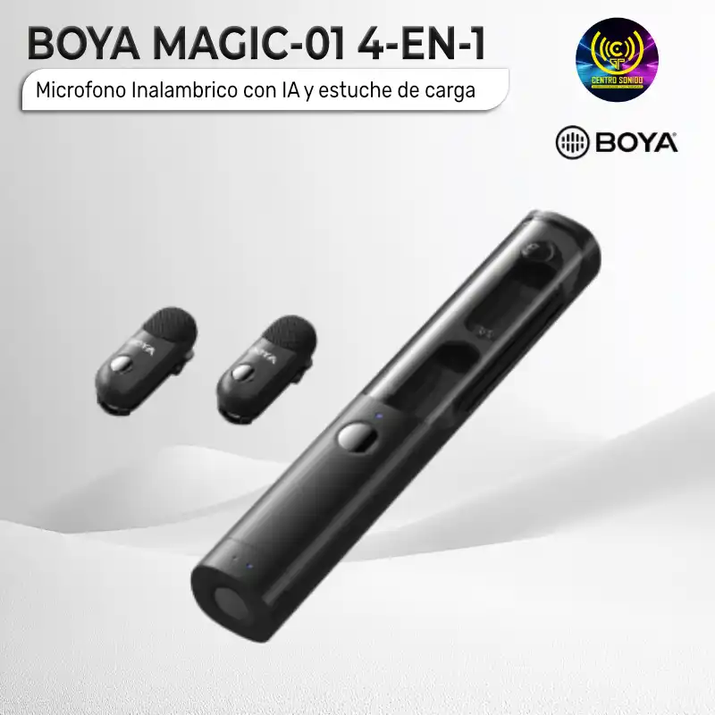 microfono inalambrico boya magic 01 4 en 1 con ia y estuche de carga