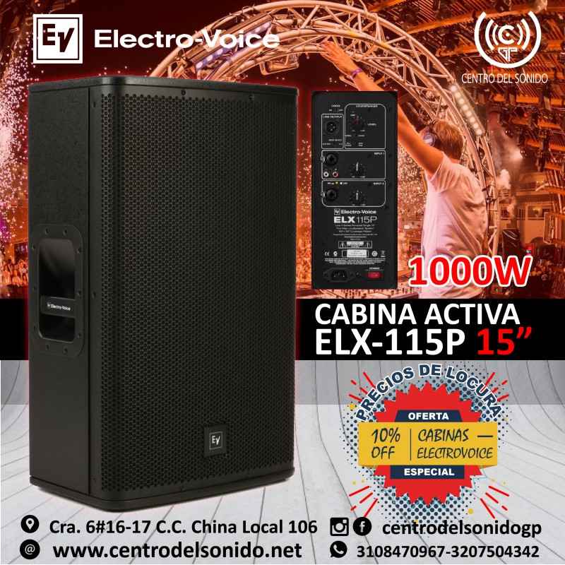 cabina activa elx115p electro voice madera 1000watt (copia)