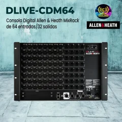 consola digital allen & heath dlive cdm64 mixrack de 64 entradas/32 salidas