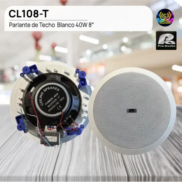 parlante de techo cl108 t blanco 40w 8″