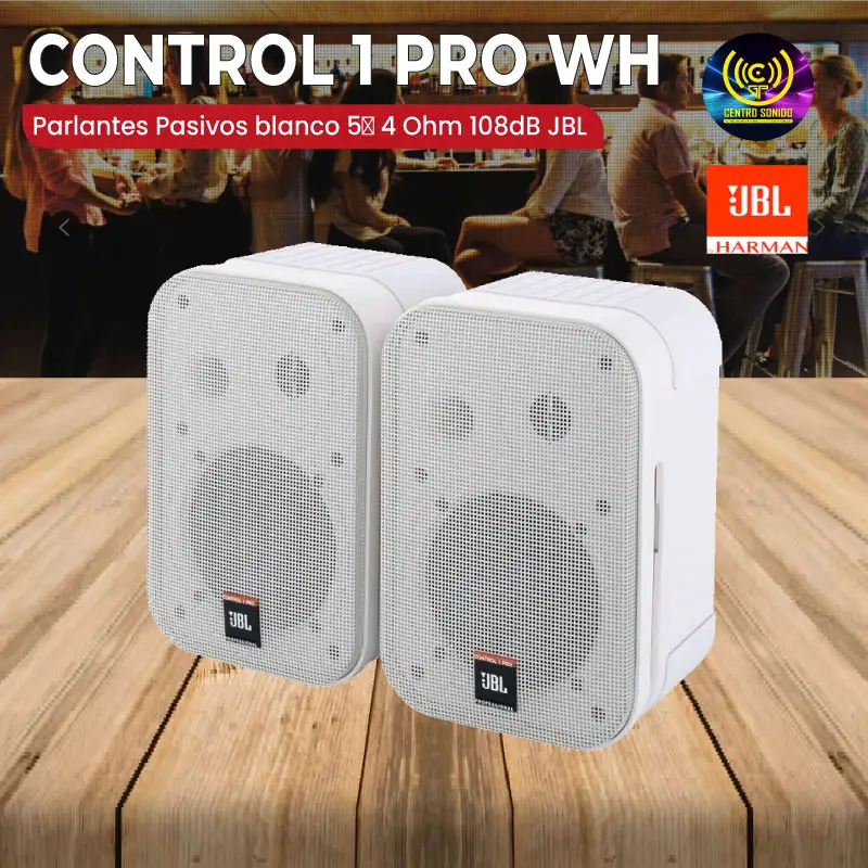 parlantes pasivos blanco 5″ 4 ohm 108db jbl control 1 pro wh (par)