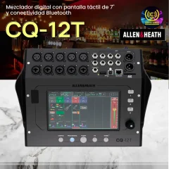 mezclador digital cq 12t con pantalla táctil de 7" y conectividad bluetooth allen & heath