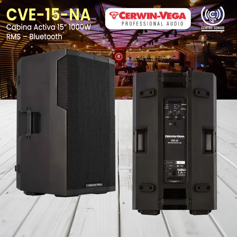 cabina activa 15″ 1000w rms – bluetooth – cerwin vega cve 15 na