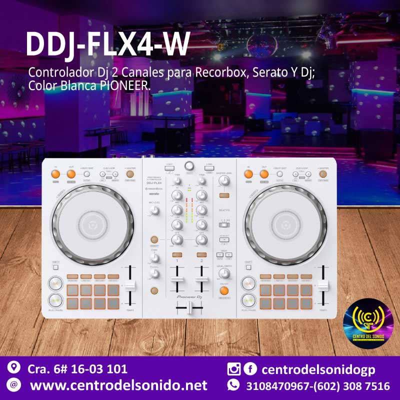 ddj flx4 w controlador dj 2 canales para recorbox