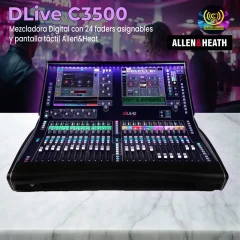 mezcladora digital con 24 faders asignables y pantalla táctil allen&heat dlive c3500